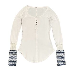 Free People alpine cuff thermal henley top white/ivory